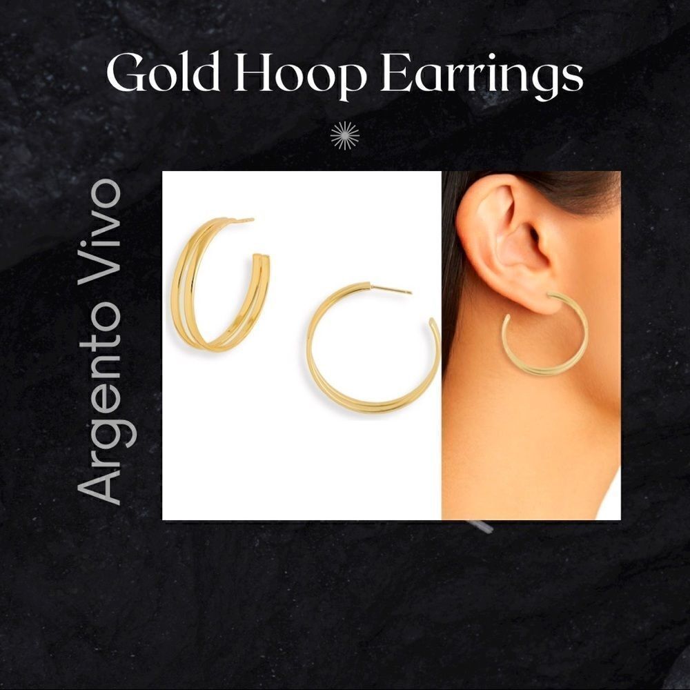 💼🎁Argento Vivo Gold Plated Hoop Earrings